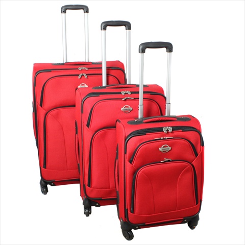 736300-red Expandable 360 Degree Spinner Upright Luggage Set, Red - 3 Piece