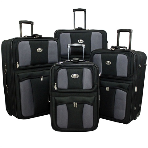 73e4100-black All Inclusive 4-piece Eva Molded Expandable Rolling Luggage Set, Black