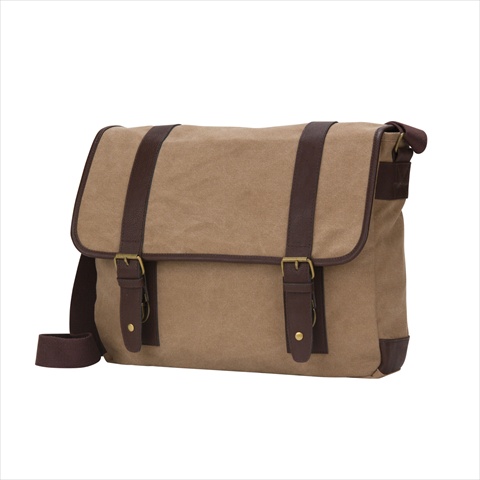 673227 16 In. The Riverside Collection Flap Over Canvas Tablet Laptop Messenger Bag