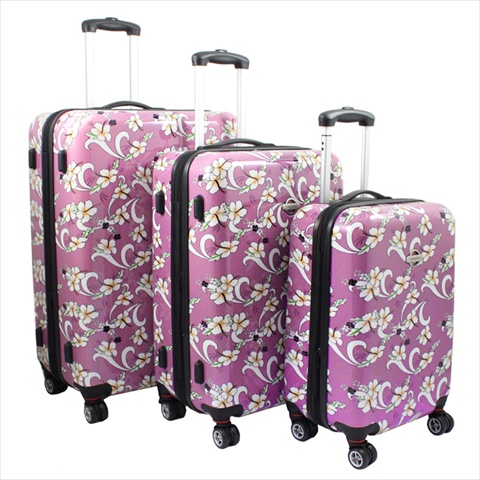 730088-pink Tropical Flower Expandable Hardside Spinner Luggage Set, Pink - 3 Piece
