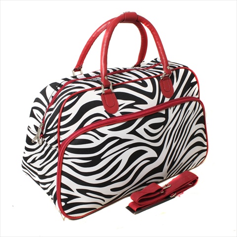 812014-163-bur Deluxe Shoulder Travel Bag, Red Zebra Trim