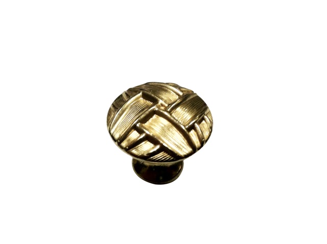 C5135 Vintage American Knob 1.37 In. Diameter Thick Weave Burnished Brass