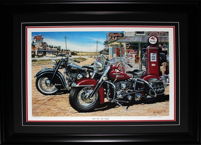 Two For The Road Harley Davidson Indian Motorcycle Art Print Frame