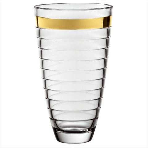 E64425-us Baguette 12 In. Gold Band High Quality Glass Vase