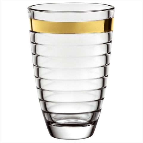 E64426-us Baguette 9.5 In. Gold Band High Quality Glass Vase