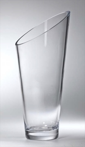 T-730-10 Classic Clear 12 In. High Quality Glass Slanted Vase
