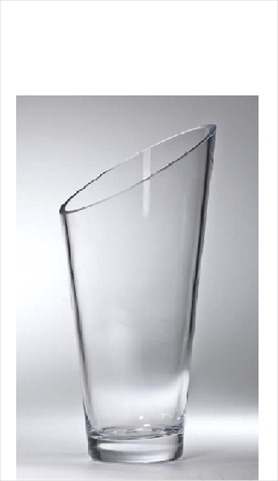 T-730-8 Classic Clear 8.5 In. High Quality Glass Slanted Vase