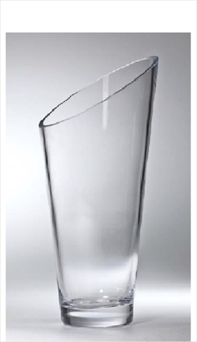 T-730-9 Classic Clear 10 In. High Quality Glass Slanted Vase
