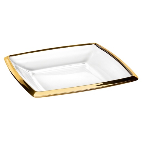 E63533-us Ducale 11 In. High Quality Glass Centerpiece With Gold Band