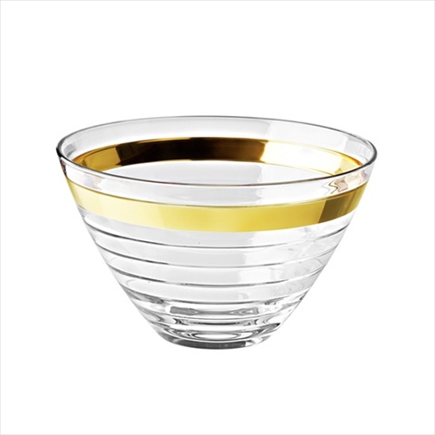 E65269-us Baguette 10 In. High Quality Glass Bowl With Gold Rim