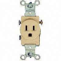 Cooper Wiring 817v-box 15 Amp 125 Volt 3 Wire Ivory Single Receptacle