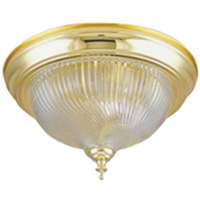 F51bb02-10193l 2 Light Flush Polished Brass Ceiling Fixture, 13 In.