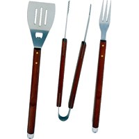 Sbq318-3-b Bbq Tool Set Stainless Steel With Wood Handle 3 Piece