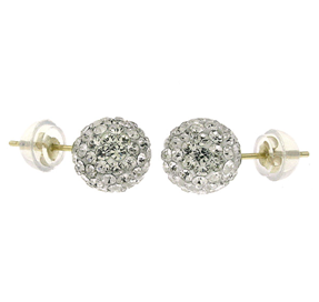 S-02 14k Gold White Crystal Element Stud Earrings With Silicon Back