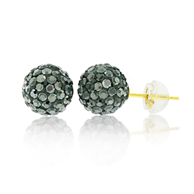 S-04 14k Gold Gun Metal Crystal Element Stud Earrings With Silicon Back