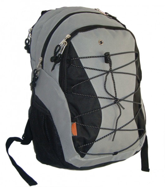 Backpack With 3 Compartment & 1 Cd Pouch - 18.5 X 12 X 9 In. Grey & Black