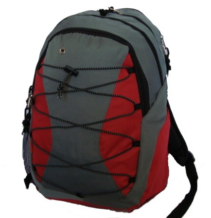 Backpack With 3 Compartment & 1 Cd Pouch - 18.5 X 12 X 9 In. Grey & Red
