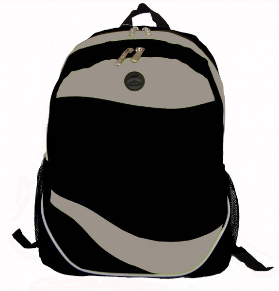 600d Poly Backpack, 17.5 X 12 X 6 In. Black & Grey