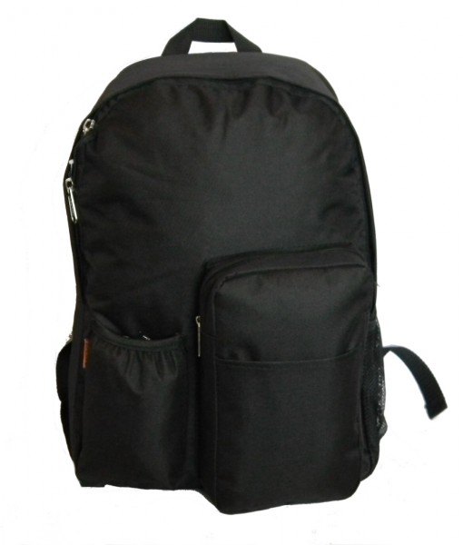 Backpack With Water Bottler Holder, 17 X 12.5 X 5.5 In. Black