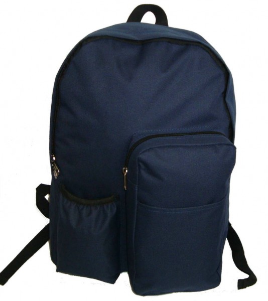 Backpack With Water Bottler Holder, 17 X 12.5 X 5.5 In. Navy