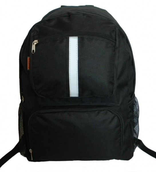 Backpack With Reflective Stripe, 18 X 13 X 6 In. Black