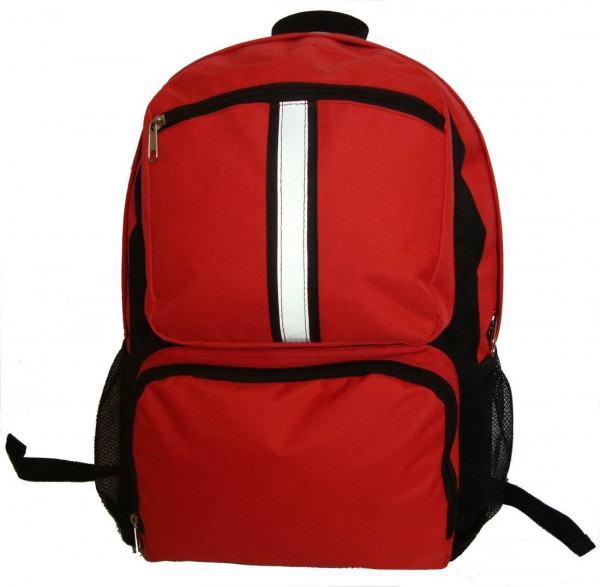 18 In. Backpack With Safety Reflective Stripe - Red