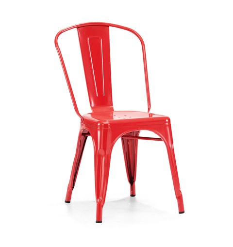Ls-9000-red Amalfi Stackable Steel Side Chair - Glossy Red, Set Of 4