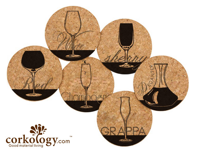 405 Wine Glasses Cork Coaster Sets