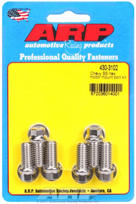 4303102 Chevrolet V6 & V8 Mount To Block, Hex Motor Mount Bolt Kit
