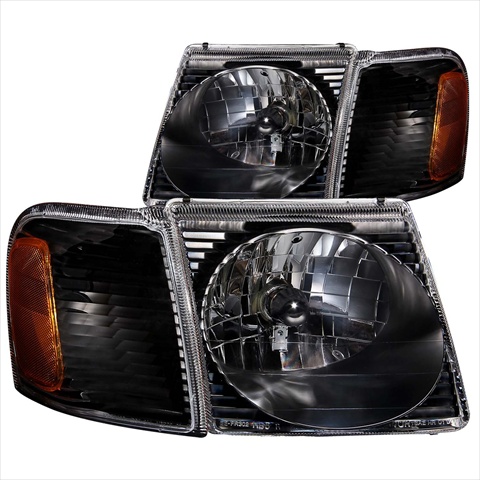 111041 Ford Explorer Sport Trac Crystal Headlights Black With Corner Light