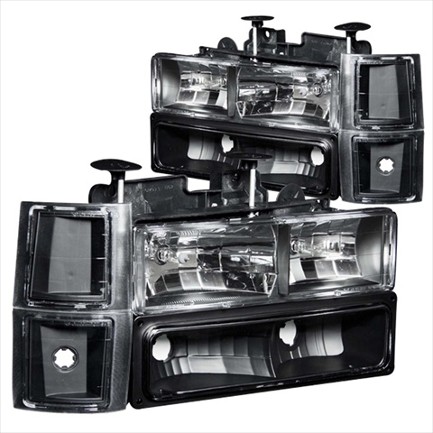 111100 Crystal Headlights Black With Signal & Side Marker Lights