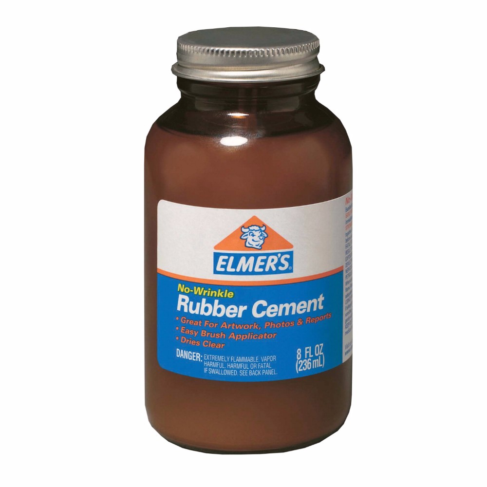 001335 Acid-free Non-toxic Non-wrinkle Photo-safe Waterproof Rubber Cement With Brush In Cap, Clear