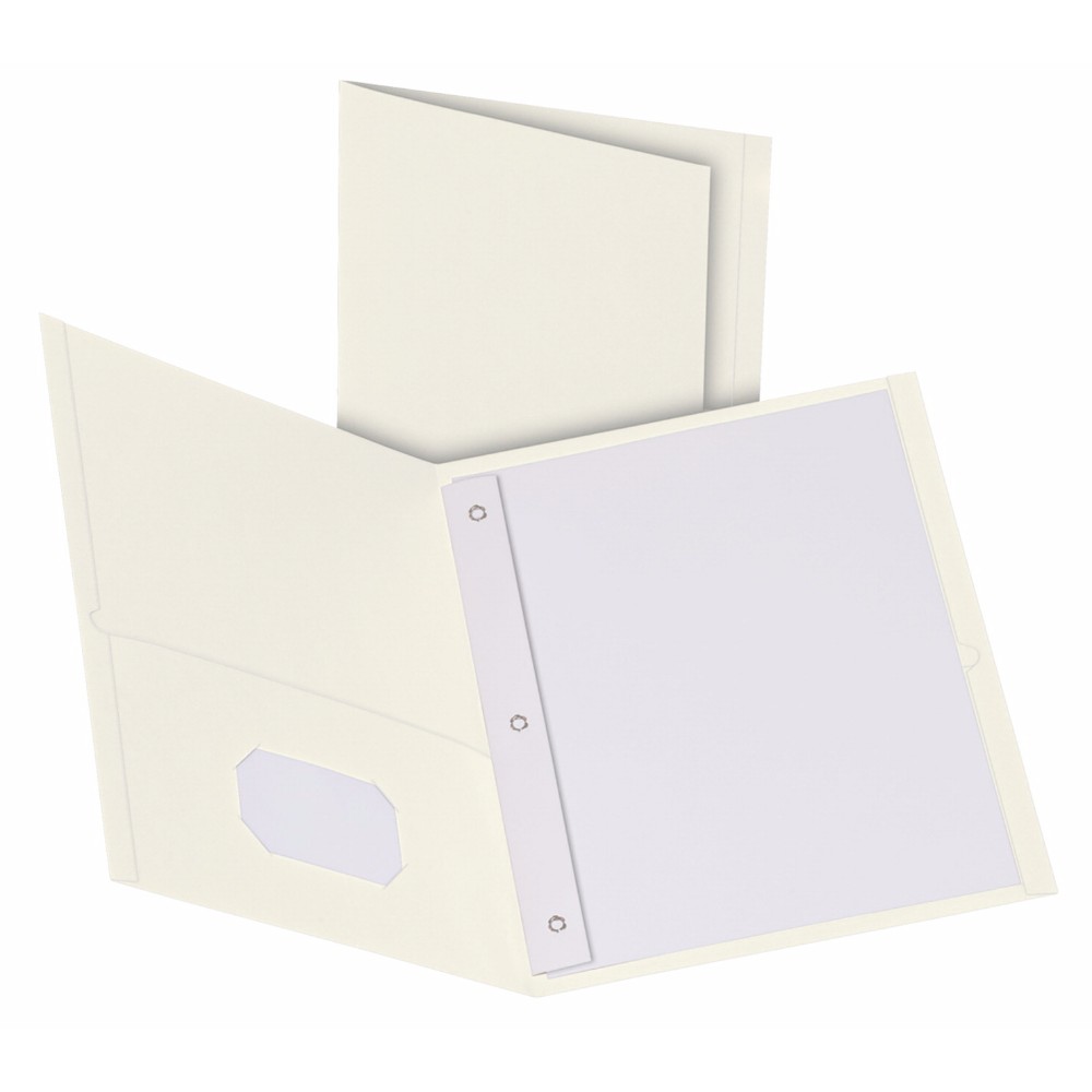 Oxford 021579 Embossed Leatherine 2 Pockets Heavy Duty Pocket Portfolio With Fastener Insert - 9.5 x 11.75 In. - White Pack 25 Oxford 021579 Embossed Leatherine 2 Pockets Heavy Duty Pocket Portfolio With Fastener Insert - 9.5 x 11.75 In. - White Pack 25
