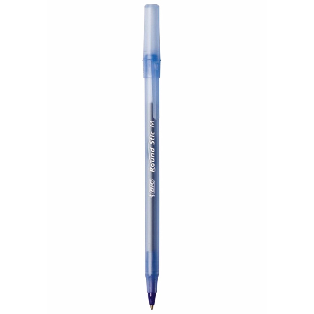 027469 Round Stick Ballpoint Pen- Medium Tip- Blue Ink- Pack - 12