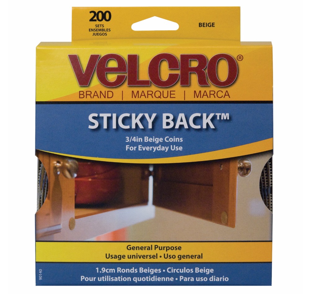 Cloth Tie 035462 Cloth Tie Sticky-Back Dot Roll With Dispenser Box, Hook And Loop, Beige, Pack - 200 Cloth Tie 035462 Cloth Tie Sticky-Back Dot Roll With Dispenser Box, Hook And Loop, Beige, Pack - 200