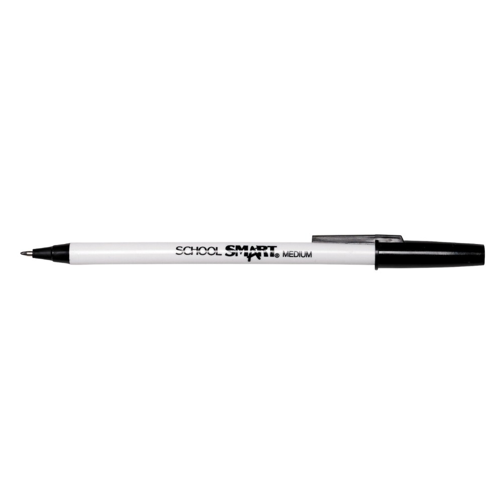 School Smart 038158 Round Refillable Stick Pen Medium Tip Black Pack - 12 School Smart 038158 Round Refillable Stick Pen Medium Tip Black Pack - 12