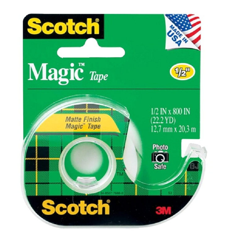 Scotch 040473 Magic Photo-safe Writable Self-adhesive Invisible Tape With Dispenser, 0.5 X 800 In, Matte Clear