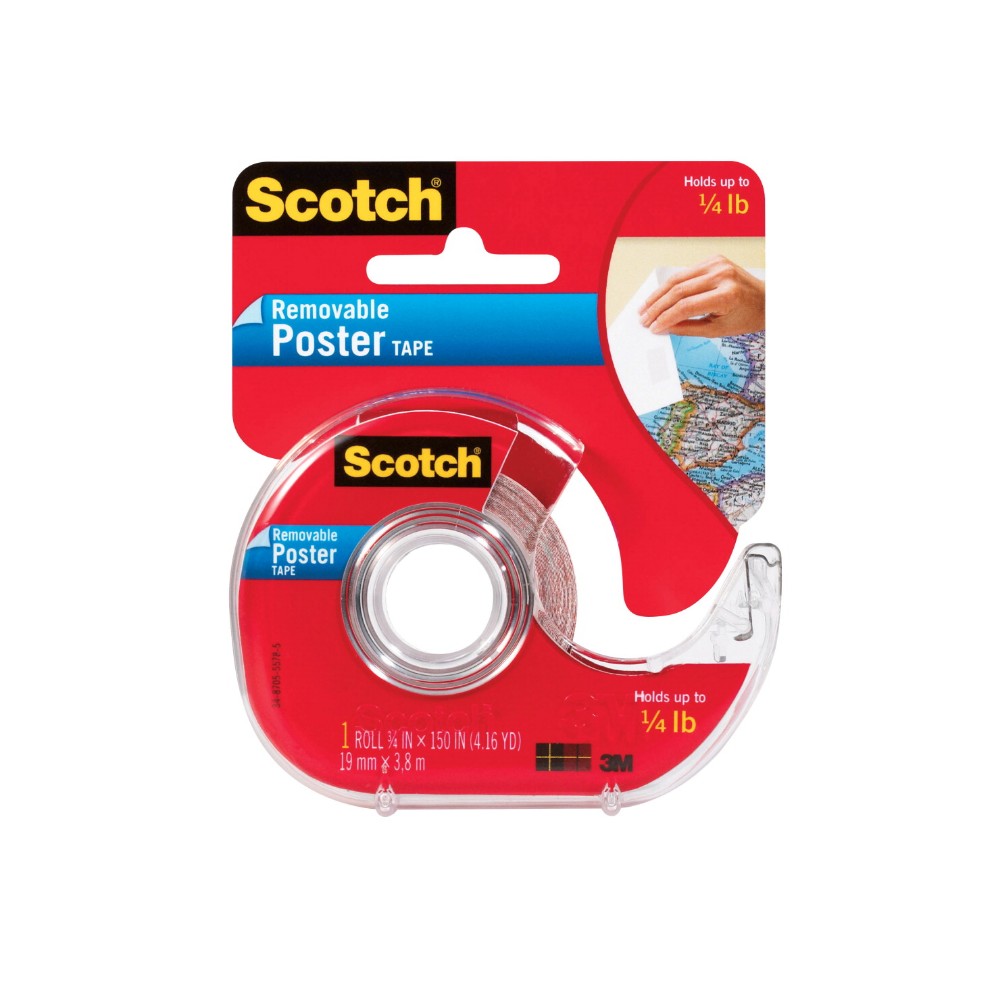 Scotch 042015 Double Coated Removable Poster Tape, 0.75 X 150 In. - 0.25 Lb. - Clear