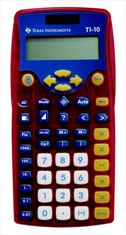 069004 2-line Math Calculator Classroom Set, Multiplication, Division, Powers, Unit Of Measure, Red, Set Of 10