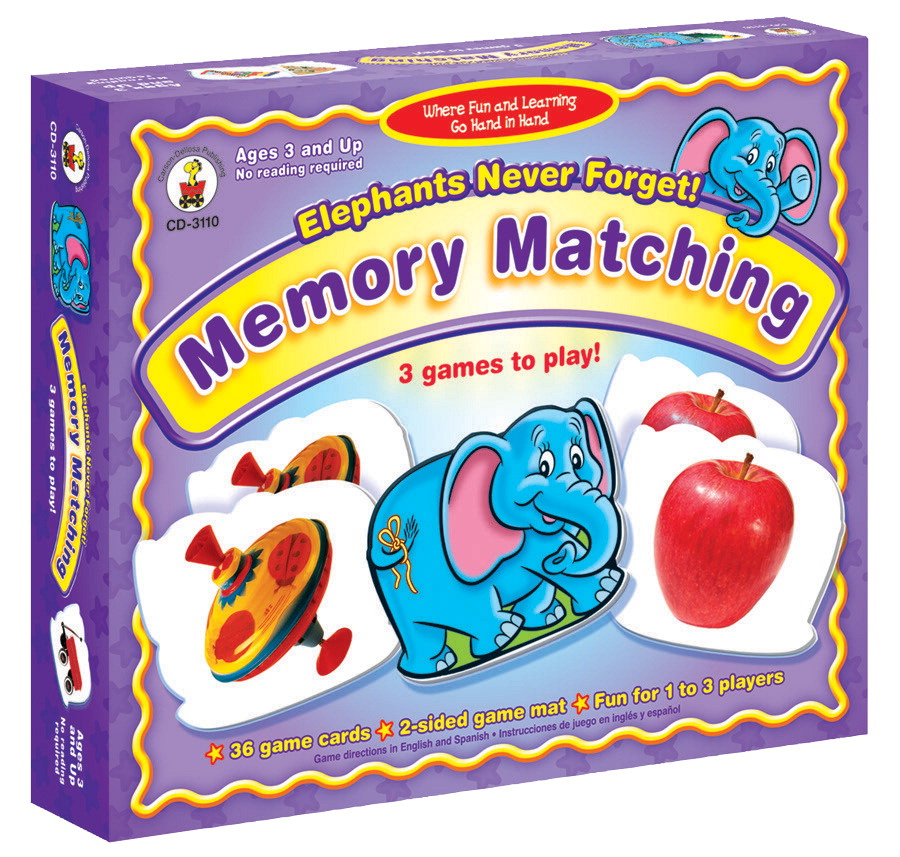 Carson Dellosa 071310 Dellosa Elephants Never Forget Memory Match Games