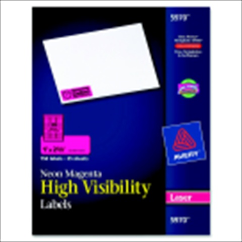 1054669 Rectangle Easy Peel Paper Label, Neon Magenta, Pack - 750