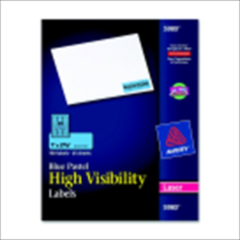 1054673 Rectangle Paper High Visibility Identification Label, Pastel Blue, Pack - 750