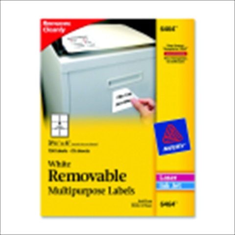 1054704 Paper Rectangle Removable Self-Adhesive Id Label For Laser And Inkjet Printers, 3.3 x 4 In. - White, Pack 150