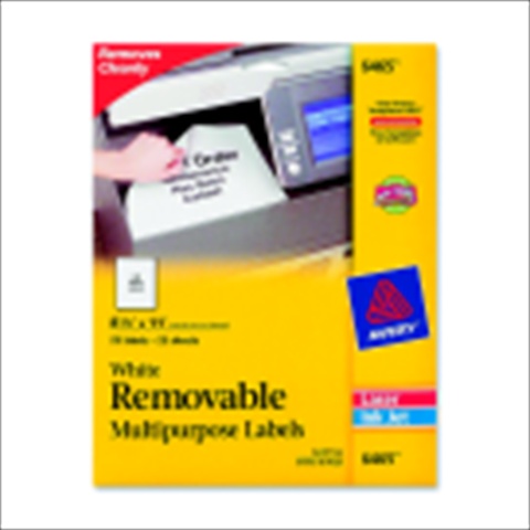 1054705 Paper Rectangle Removable Self-Adhesive Id Label For Laser And Inkjet Printers, 8.5 x 11 In, White, Pack 25