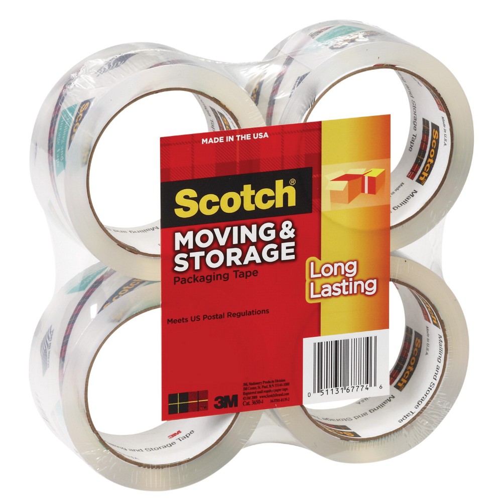 Scotch 075489 Moving And Storage Tape, Pack - 4