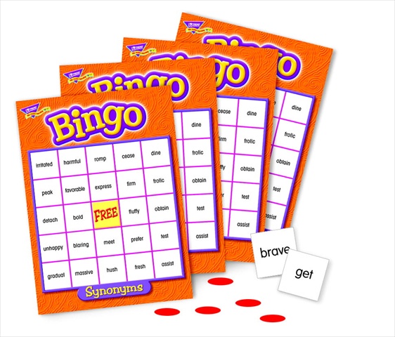 076204 Synonyms Bingo Game, Set Includes 36 Cards, 700 Markers, Caller Card