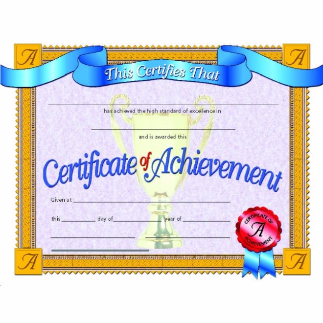 078284 Achievement Certificate, 8.5 X 11 In. - Pack 30
