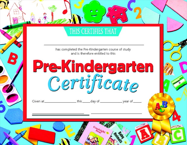 078300 Pre-kindergarten Certificate, 8.5 X 11 In. - Pack 30