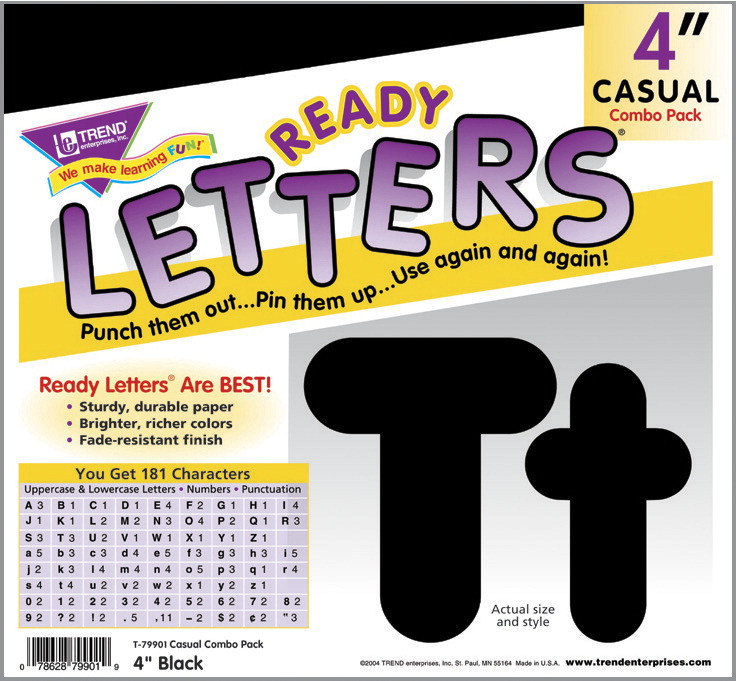 080041 Uppercase And Lowercase Casual Decorative Letter Set, 4 In. - Black