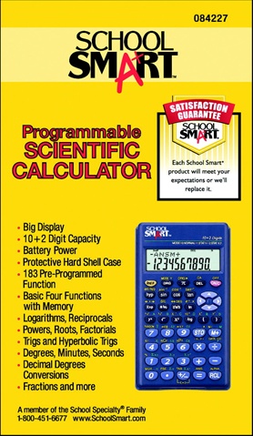 084227 10-digit Dual Power Programmable Scientific Calculator - 154 Functions, Logarithms, Reciprocals